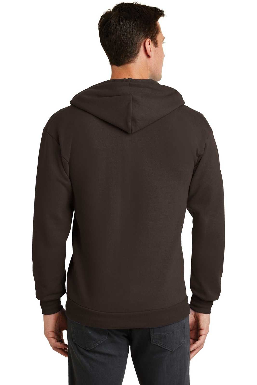Port &amp; Company PC78ZH Core Fleece Full-Zip Hooded Sweatshirt - Dark Chocolate Brown - HIT a Double - 2