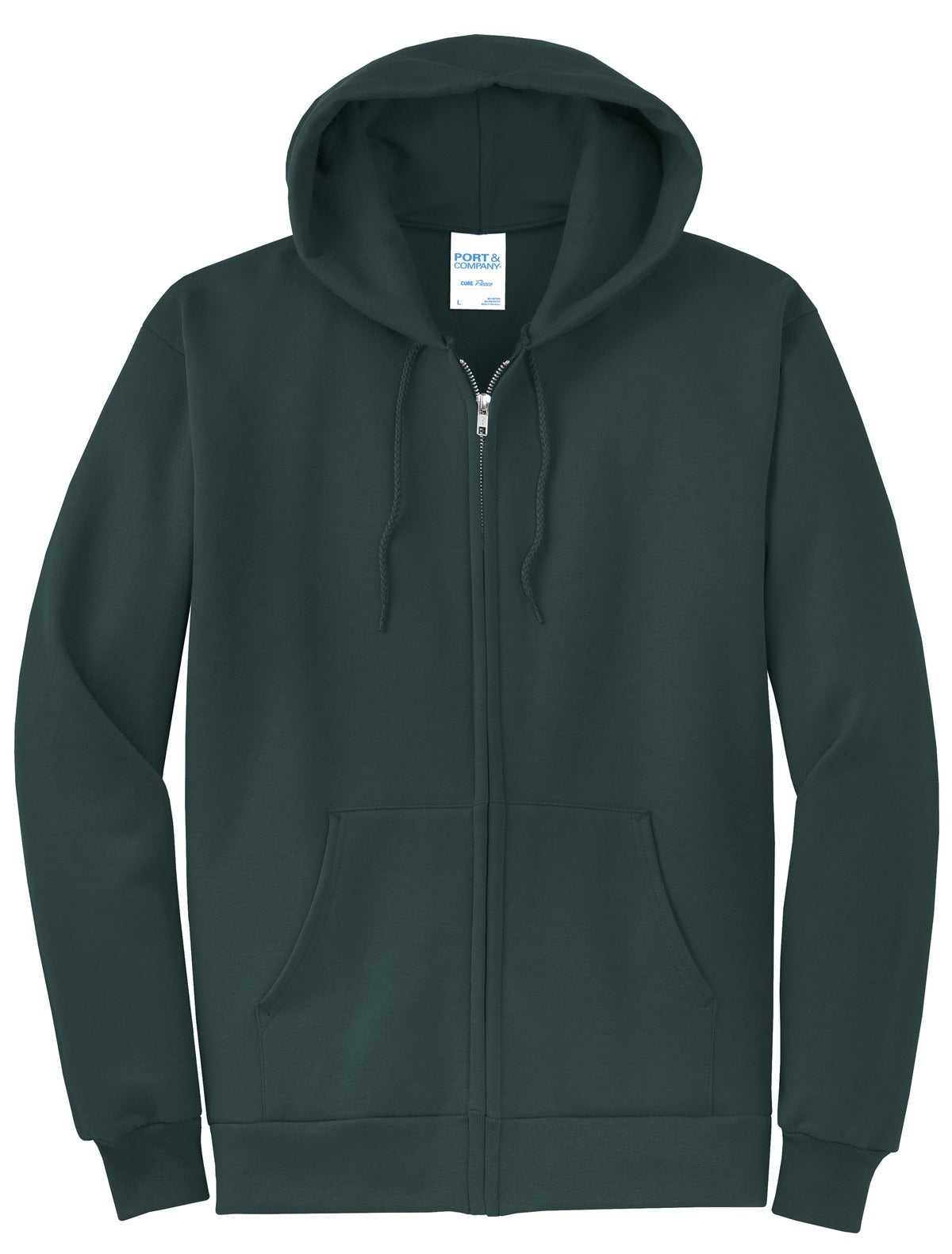 Port &amp; Company PC78ZH Core Fleece Full-Zip Hooded Sweatshirt - Dark Green - HIT a Double - 5
