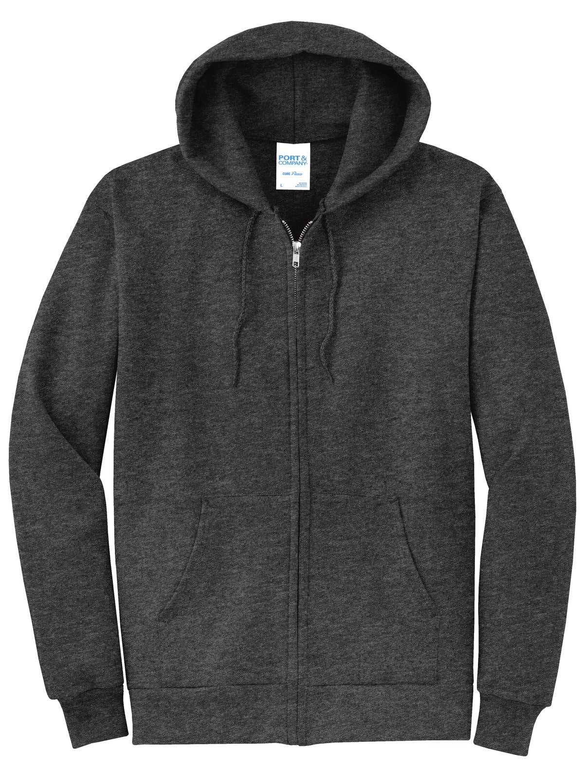 Port &amp; Company PC78ZH Core Fleece Full-Zip Hooded Sweatshirt - Dark Heather Gray - HIT a Double - 5