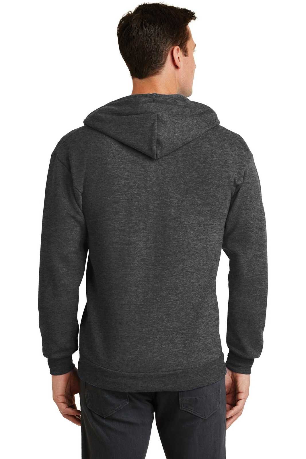 Port &amp; Company PC78ZH Core Fleece Full-Zip Hooded Sweatshirt - Dark Heather Gray - HIT a Double - 2