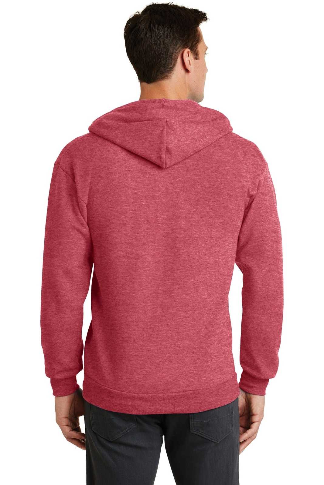 Port & Company PC78ZH Core Fleece Full-Zip Hooded Sweatshirt - Heather Red - HIT a Double - 1