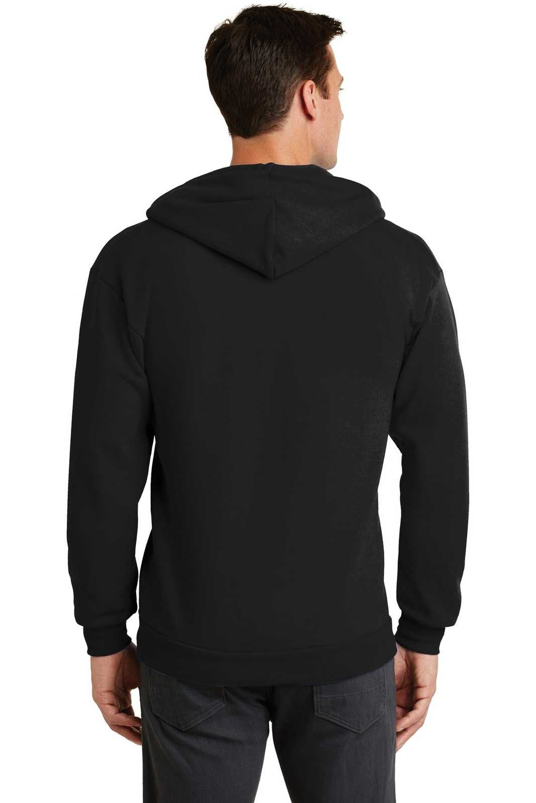 Port & Company PC78ZH Core Fleece Full-Zip Hooded Sweatshirt - Jet Black - HIT a Double - 1