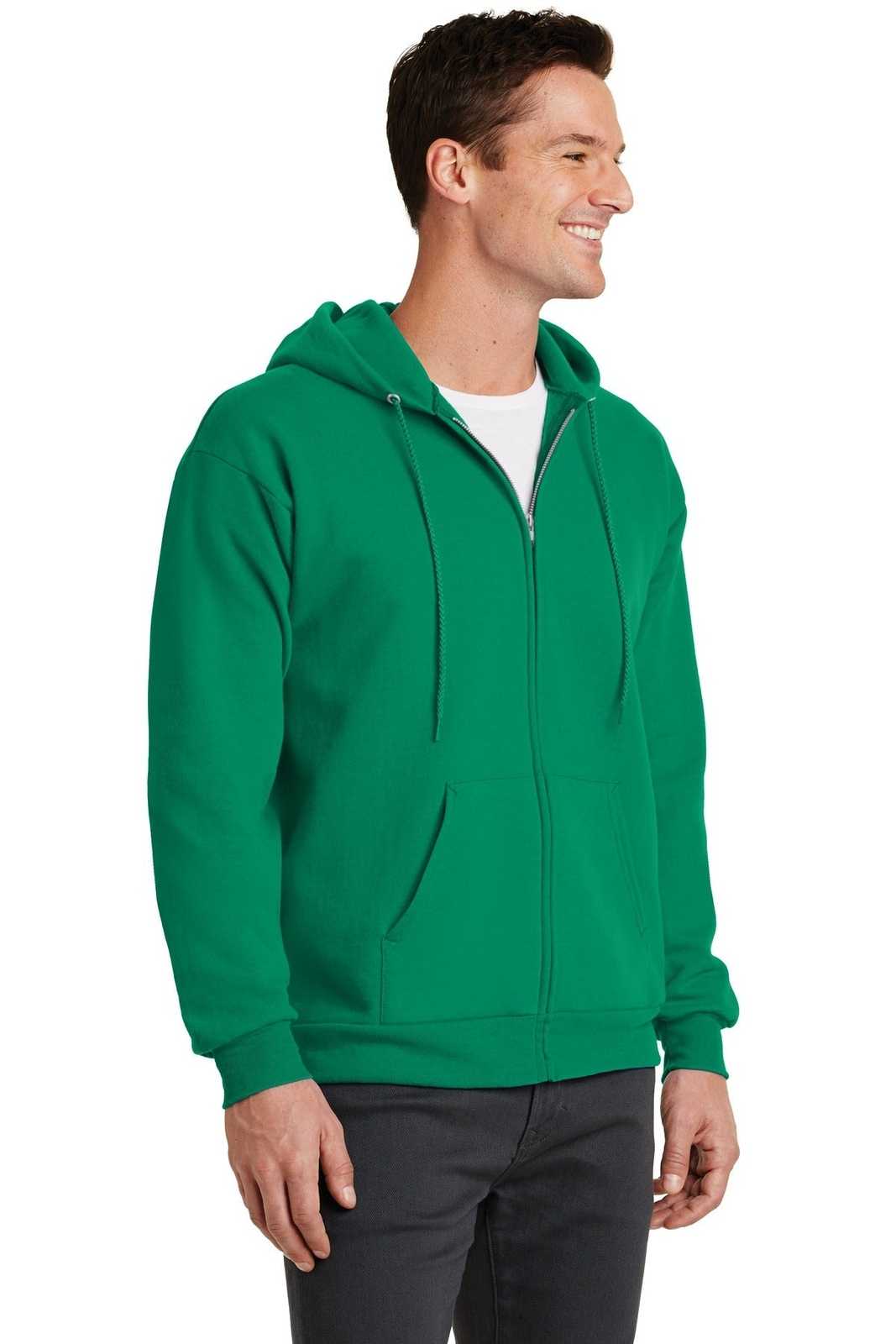 Port &amp; Company PC78ZH Core Fleece Full-Zip Hooded Sweatshirt - Kelly - HIT a Double - 4