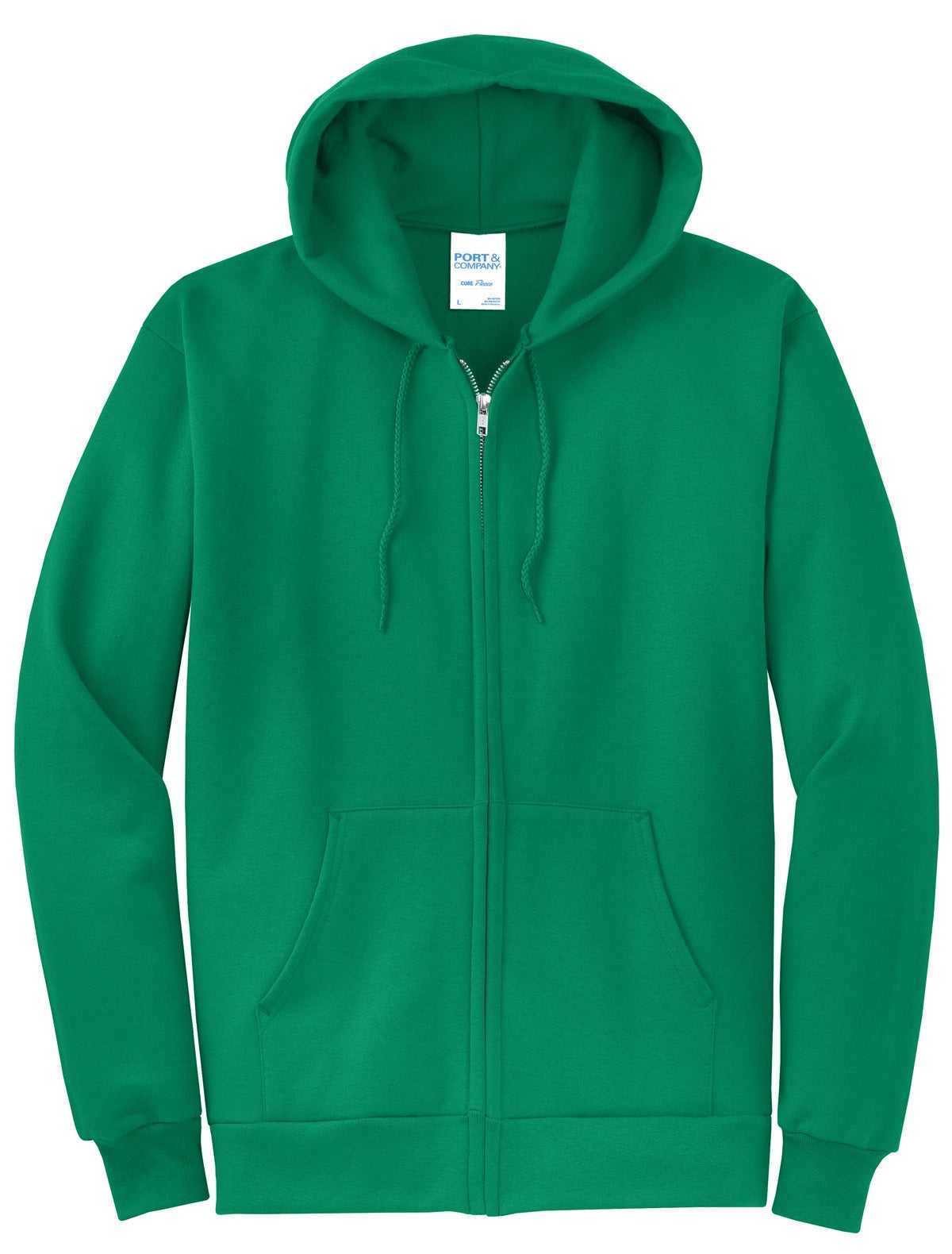 Port &amp; Company PC78ZH Core Fleece Full-Zip Hooded Sweatshirt - Kelly - HIT a Double - 5