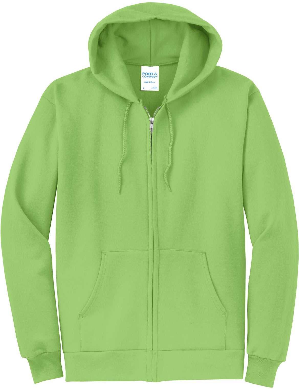 Port &amp; Company PC78ZH Core Fleece Full-Zip Hooded Sweatshirt - Lime - HIT a Double - 5