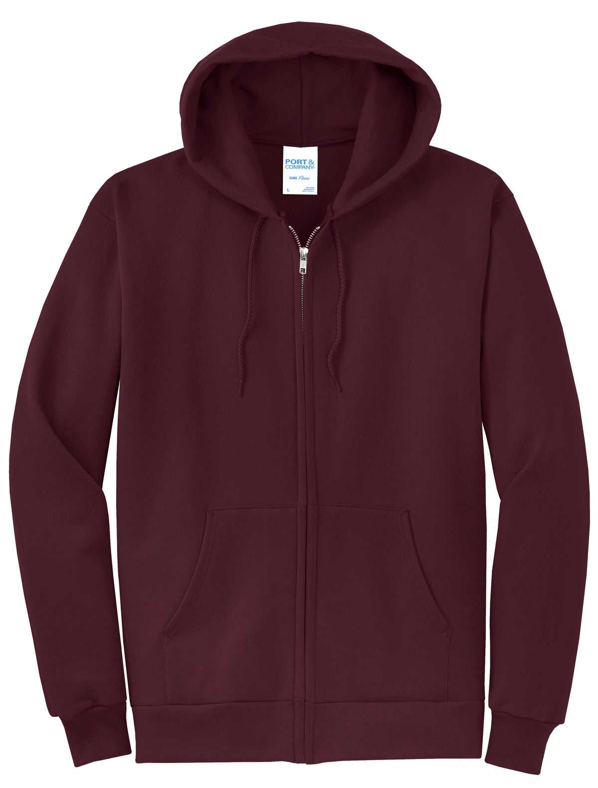 Port &amp; Company PC78ZH Core Fleece Full-Zip Hooded Sweatshirt - Maroon - HIT a Double - 5