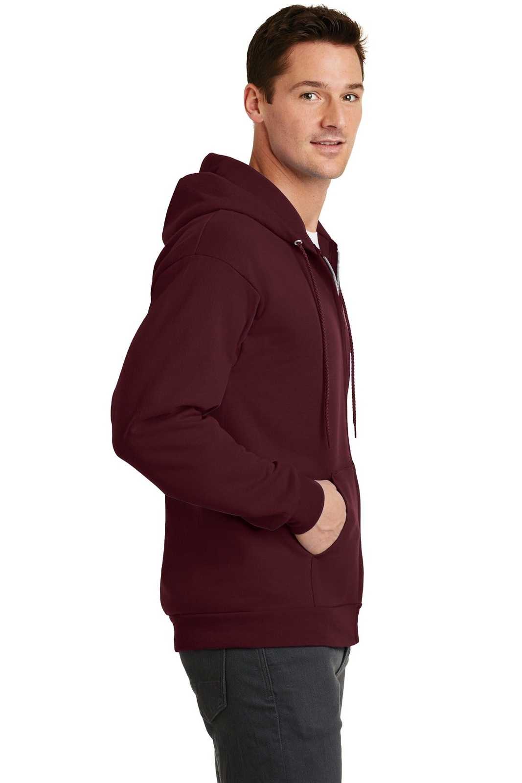 Port &amp; Company PC78ZH Core Fleece Full-Zip Hooded Sweatshirt - Maroon - HIT a Double - 3