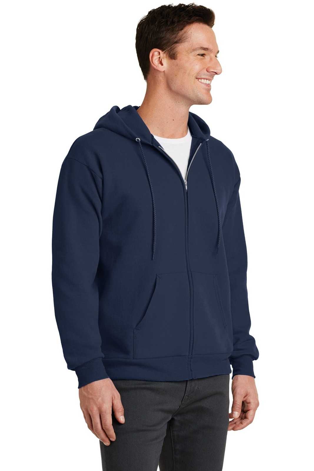 Port &amp; Company PC78ZH Core Fleece Full-Zip Hooded Sweatshirt - Navy - HIT a Double - 4
