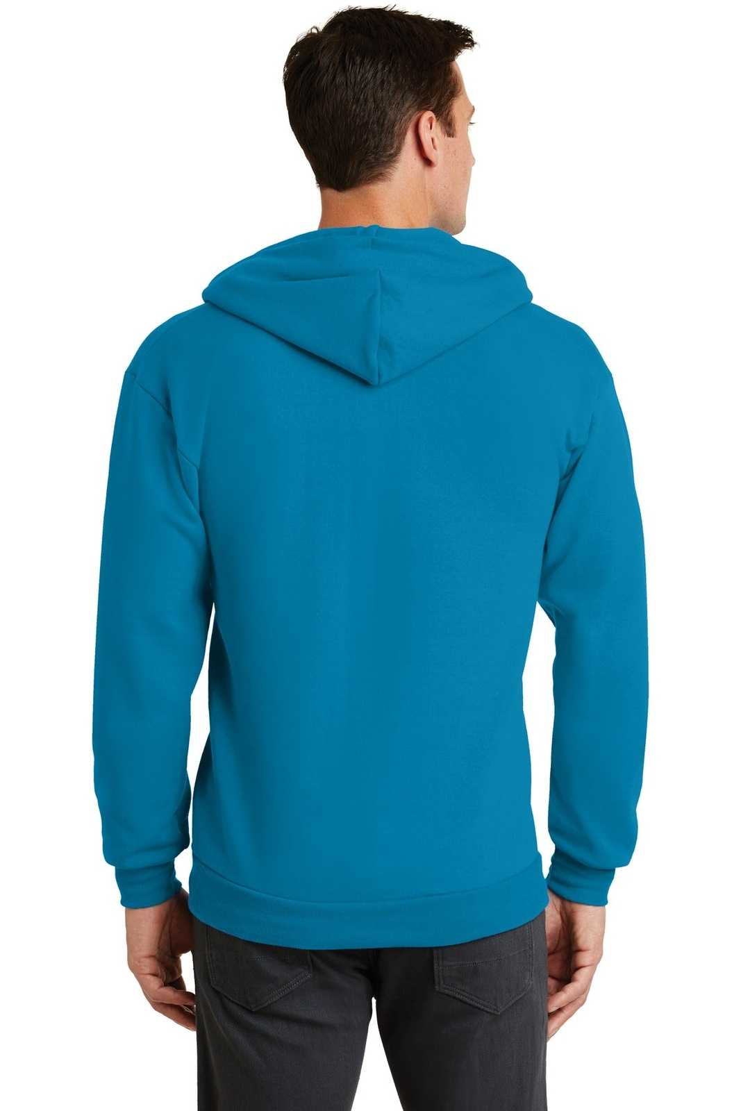 Port &amp; Company PC78ZH Core Fleece Full-Zip Hooded Sweatshirt - Neon Blue - HIT a Double - 2
