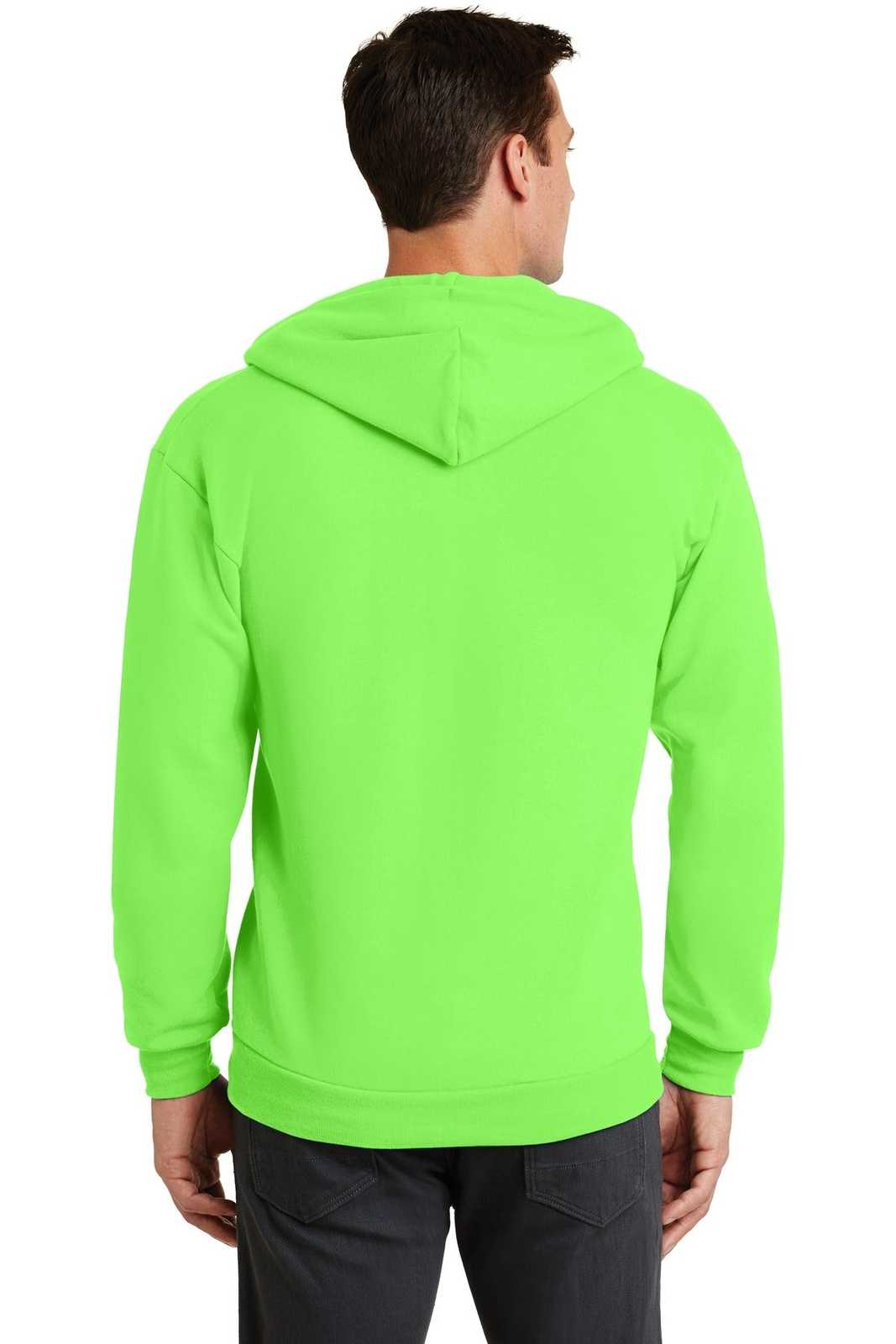 Port &amp; Company PC78ZH Core Fleece Full-Zip Hooded Sweatshirt - Neon Green - HIT a Double - 2