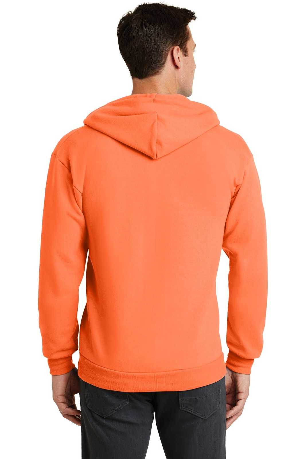 Port &amp; Company PC78ZH Core Fleece Full-Zip Hooded Sweatshirt - Neon Orange - HIT a Double - 2