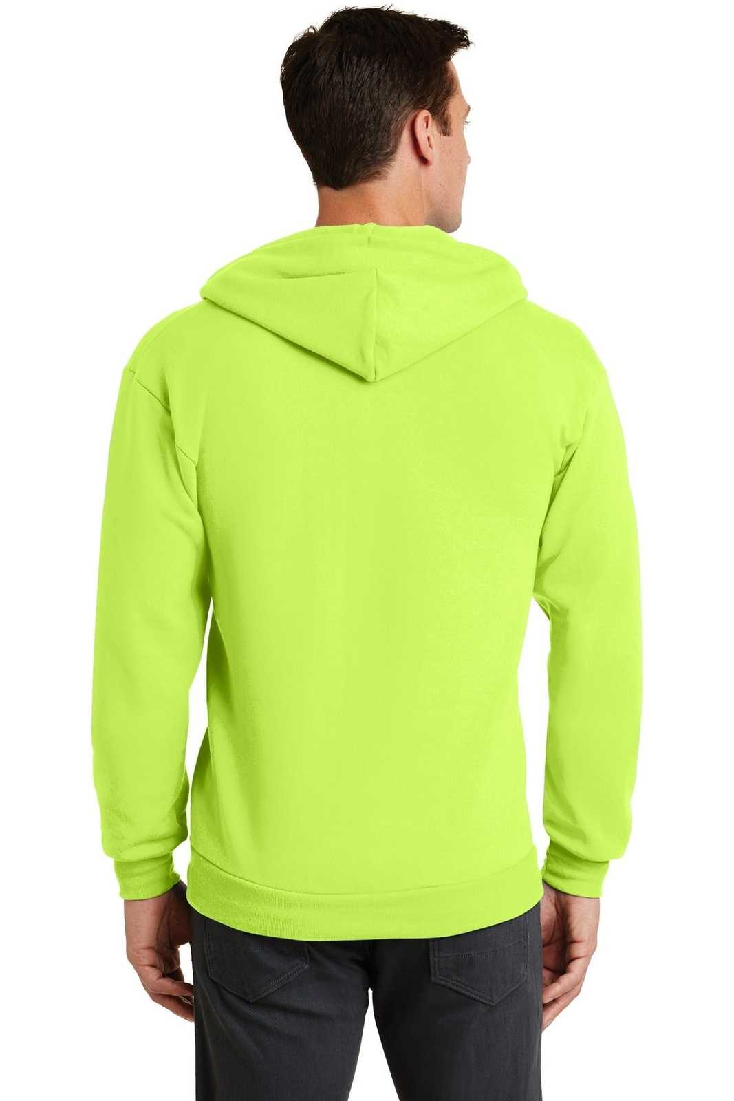 Port &amp; Company PC78ZH Core Fleece Full-Zip Hooded Sweatshirt - Neon Yellow - HIT a Double - 2