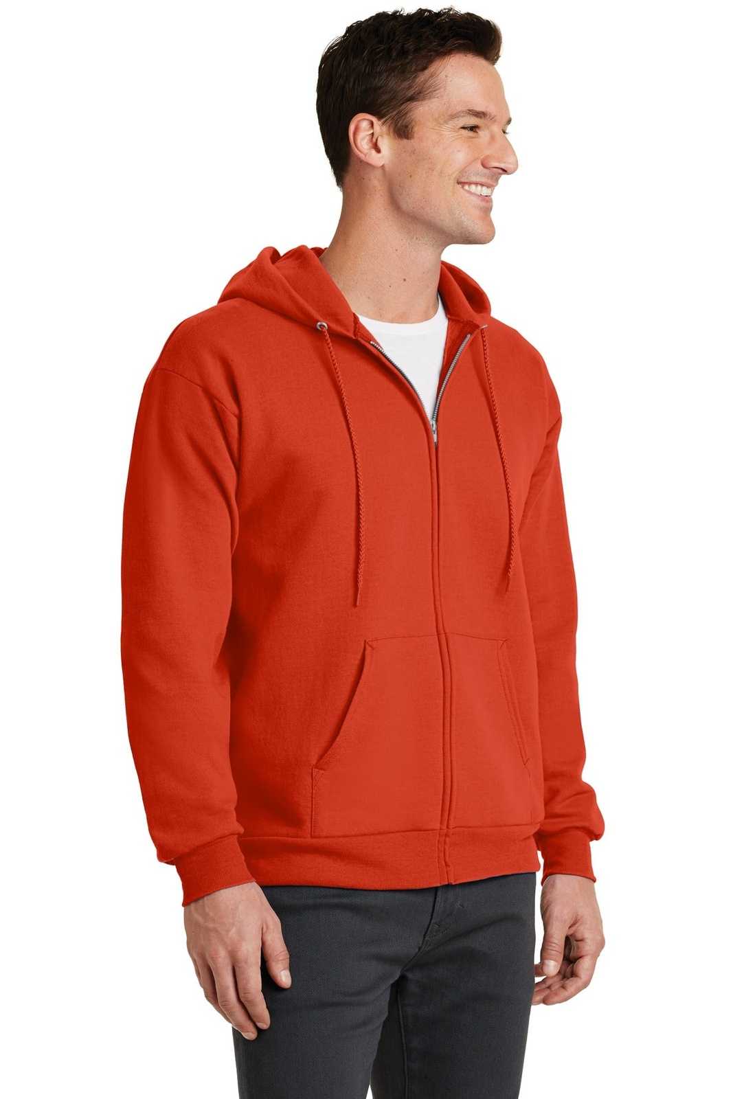 Port &amp; Company PC78ZH Core Fleece Full-Zip Hooded Sweatshirt - Orange - HIT a Double - 4