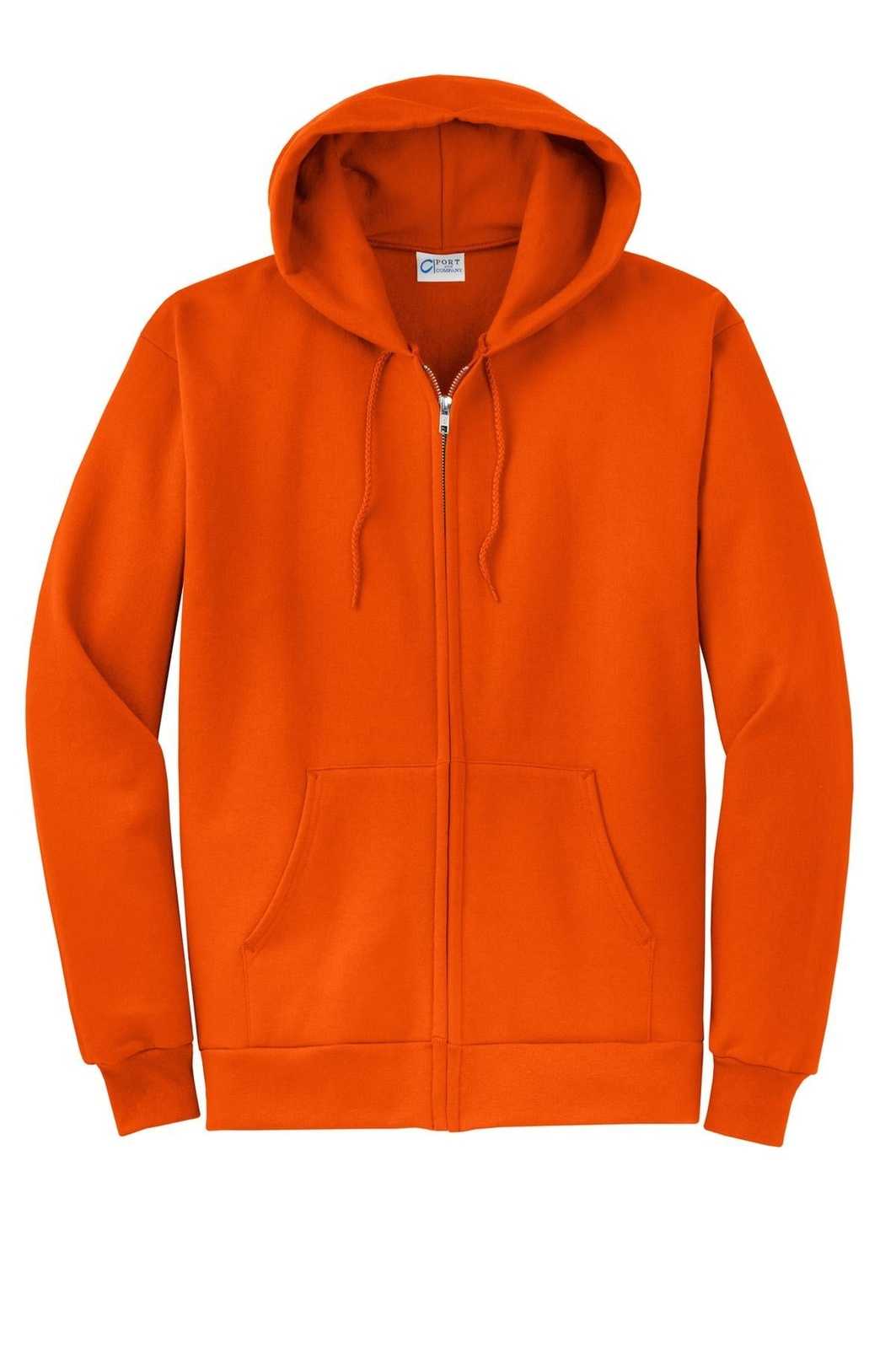 Port &amp; Company PC78ZH Core Fleece Full-Zip Hooded Sweatshirt - Orange - HIT a Double - 5