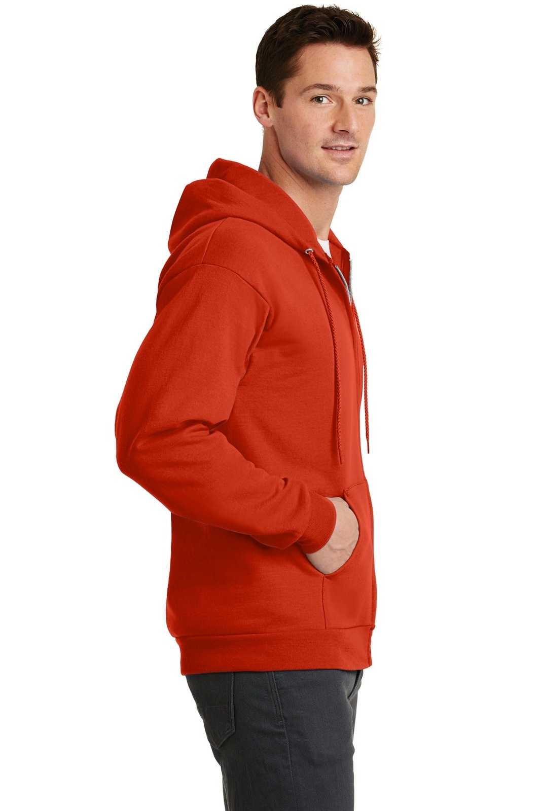 Port &amp; Company PC78ZH Core Fleece Full-Zip Hooded Sweatshirt - Orange - HIT a Double - 3