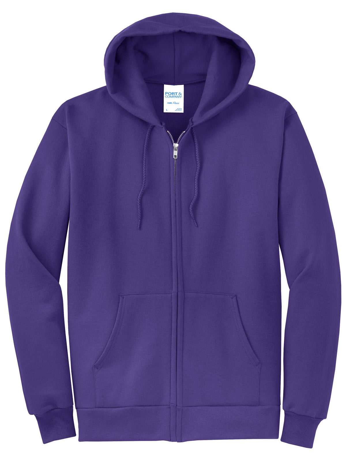 Port &amp; Company PC78ZH Core Fleece Full-Zip Hooded Sweatshirt - Purple - HIT a Double - 5