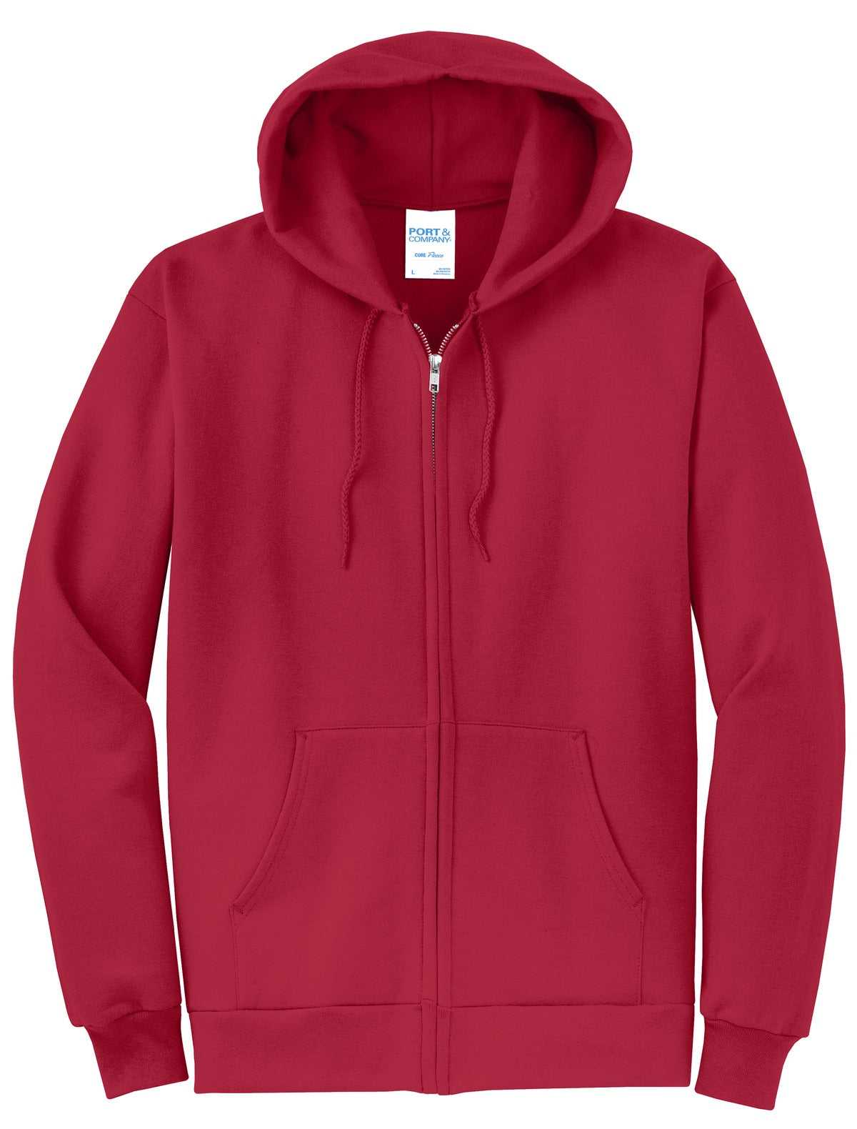 Port &amp; Company PC78ZH Core Fleece Full-Zip Hooded Sweatshirt - Red - HIT a Double - 5