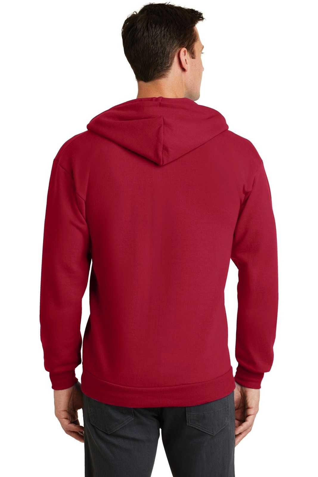 Port &amp; Company PC78ZH Core Fleece Full-Zip Hooded Sweatshirt - Red - HIT a Double - 2
