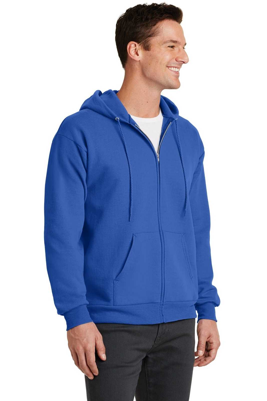 Port &amp; Company PC78ZH Core Fleece Full-Zip Hooded Sweatshirt - Royal - HIT a Double - 4