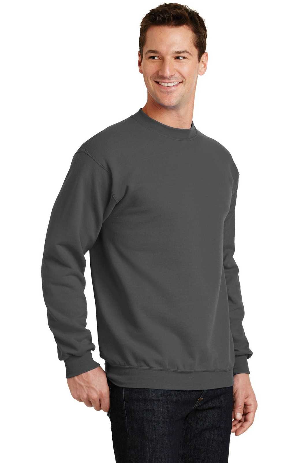 Port &amp; Company PC78 Core Fleece Crewneck Sweatshirt - Charcoal - HIT a Double - 4