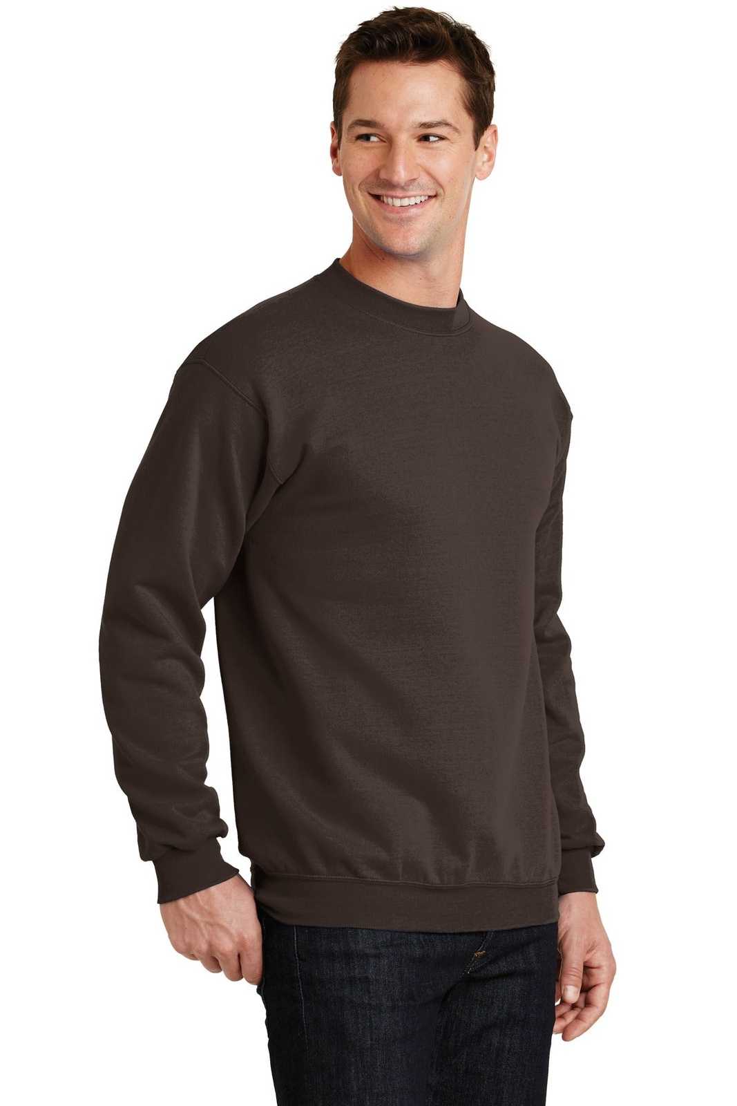Port &amp; Company PC78 Core Fleece Crewneck Sweatshirt - Dark Chocolate Brown - HIT a Double - 4