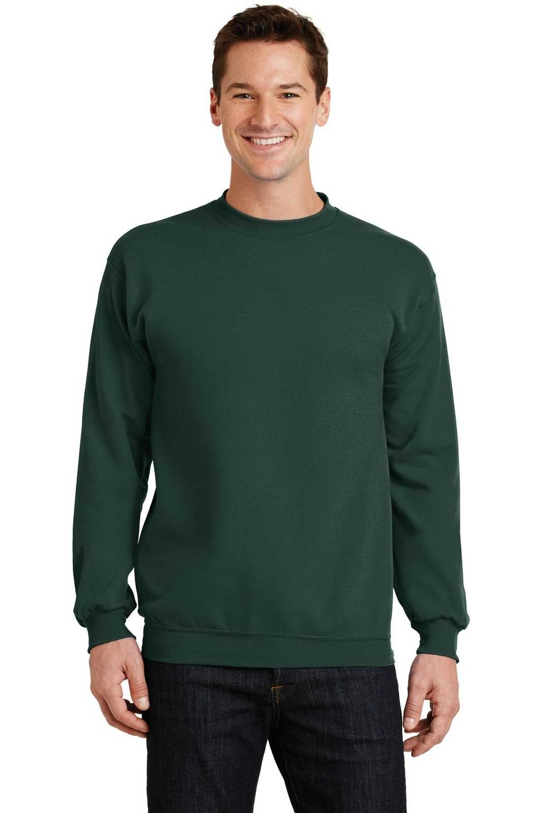 Port &amp; Company PC78 Core Fleece Crewneck Sweatshirt - Dark Green - HIT a Double - 1