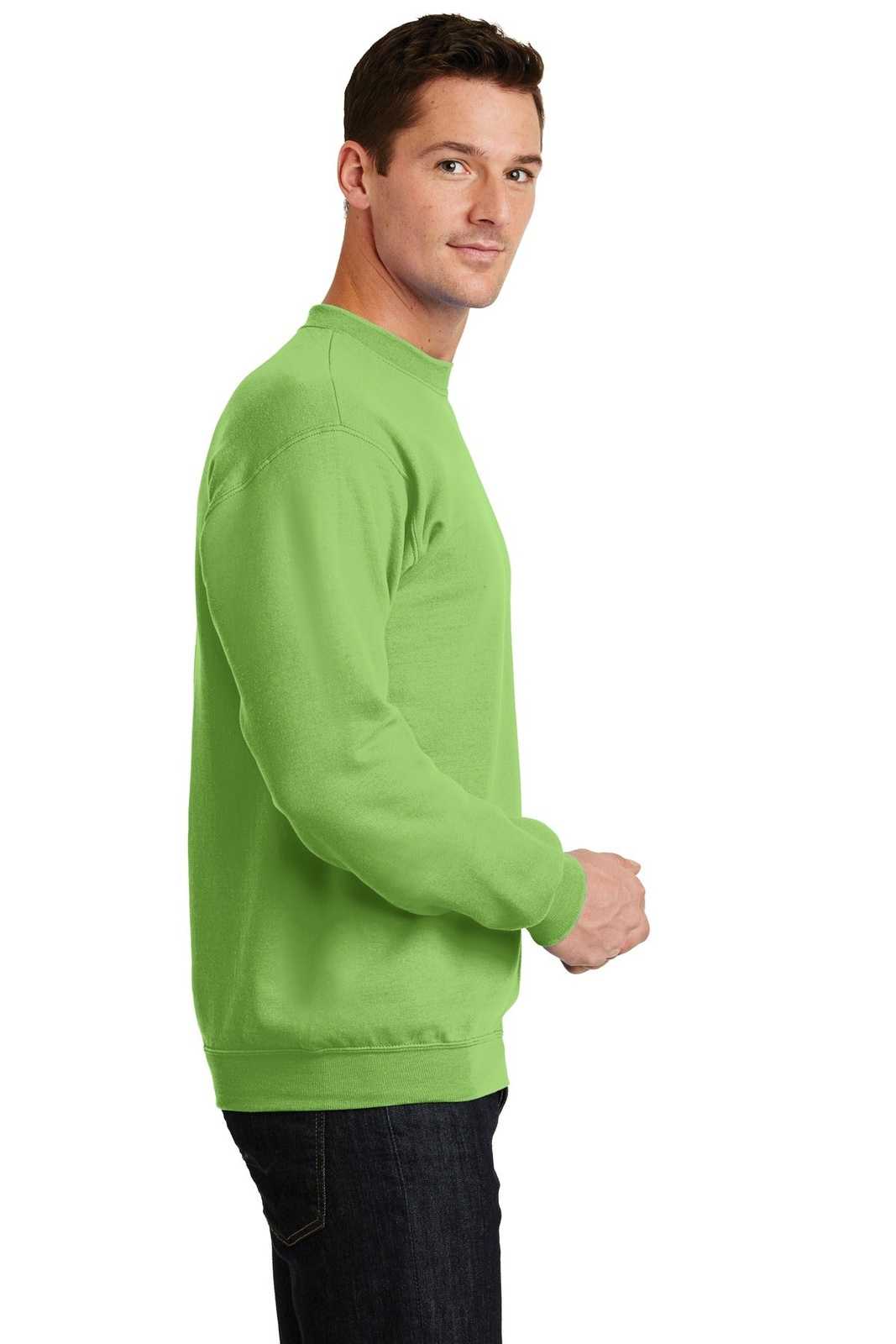 Port &amp; Company PC78 Core Fleece Crewneck Sweatshirt - Lime - HIT a Double - 3