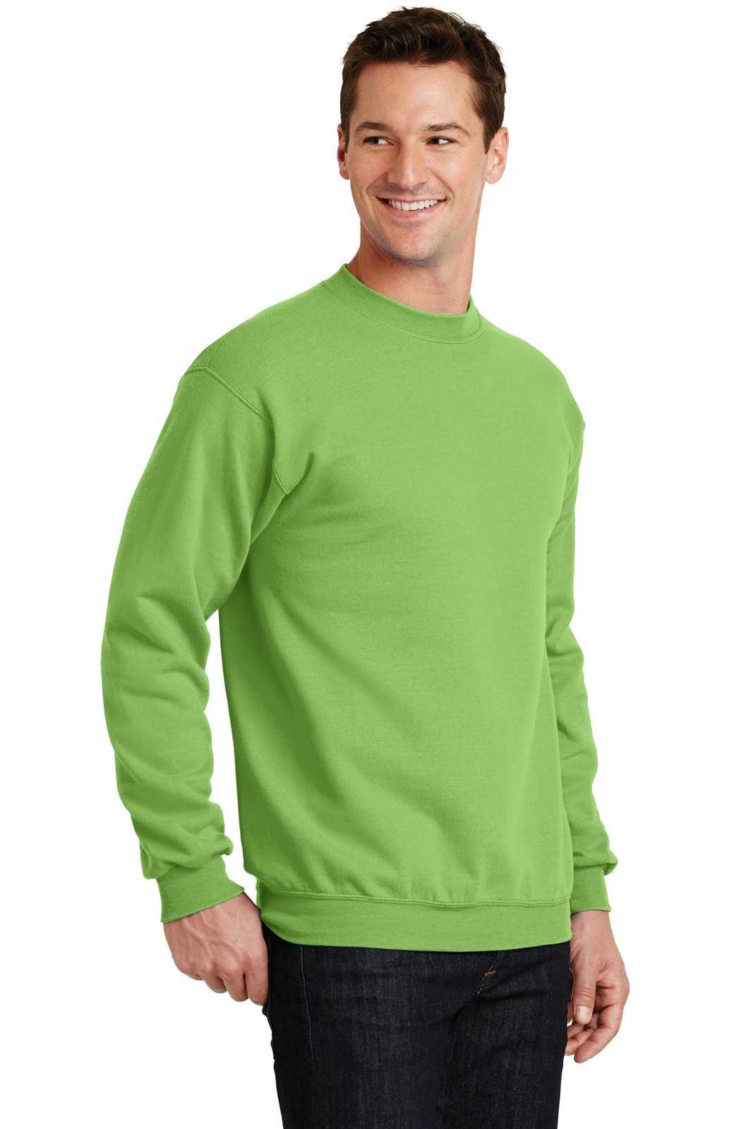 Port &amp; Company PC78 Core Fleece Crewneck Sweatshirt - Lime - HIT a Double - 4