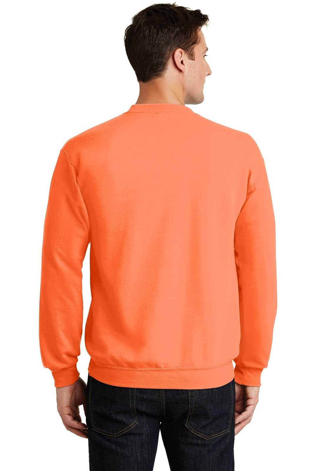 Port &amp; Company PC78 Core Fleece Crewneck Sweatshirt - Neon Orange - HIT a Double - 2