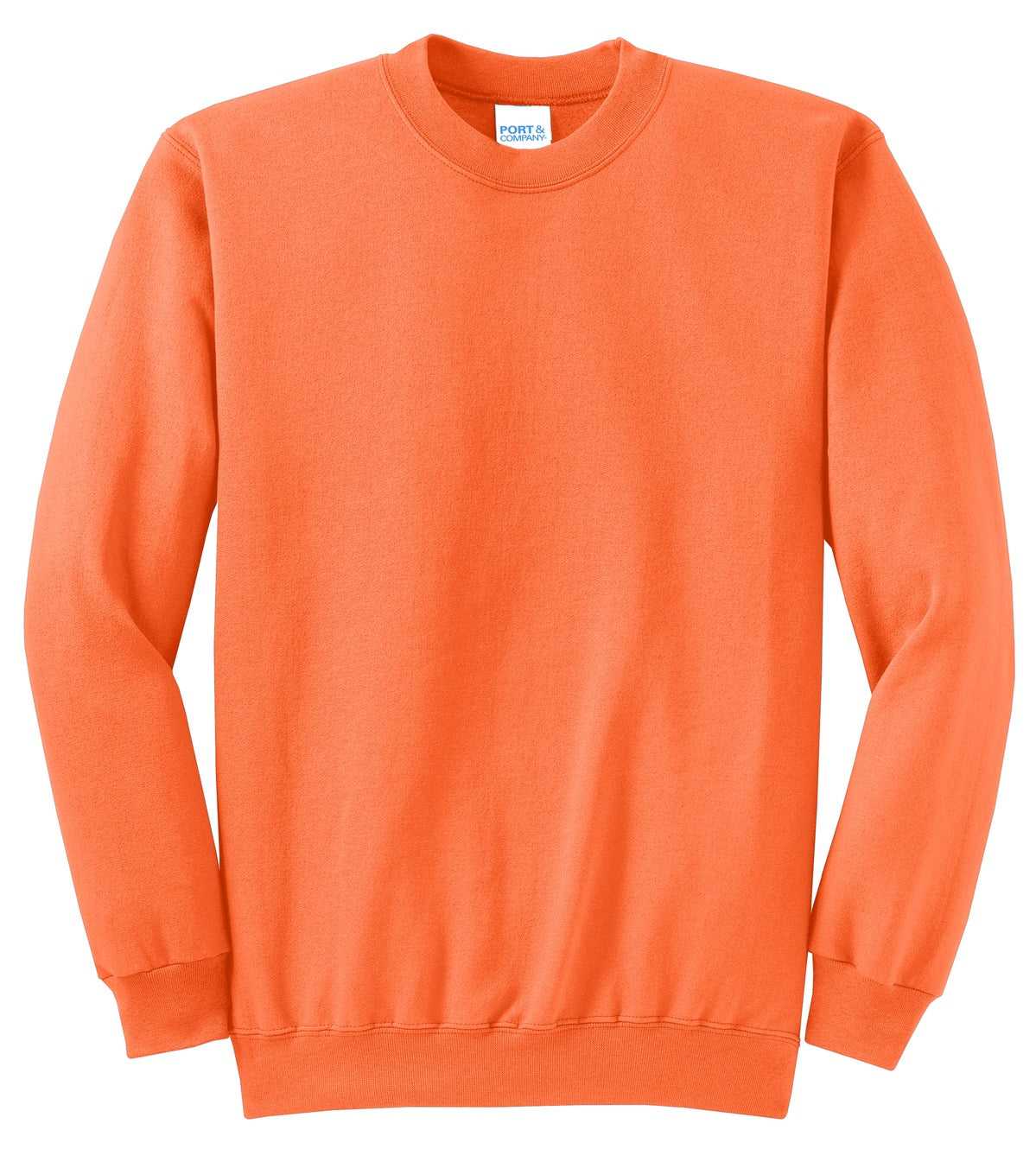 Port &amp; Company PC78 Core Fleece Crewneck Sweatshirt - Neon Orange - HIT a Double - 5