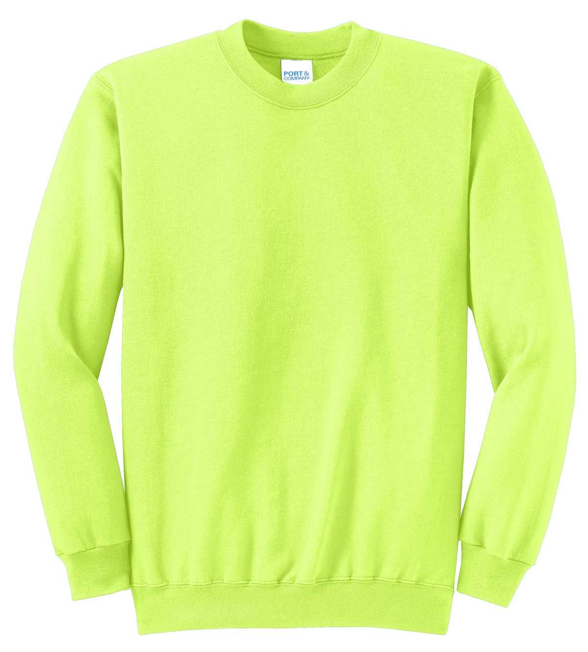 Port &amp; Company PC78 Core Fleece Crewneck Sweatshirt - Neon Yellow - HIT a Double - 5