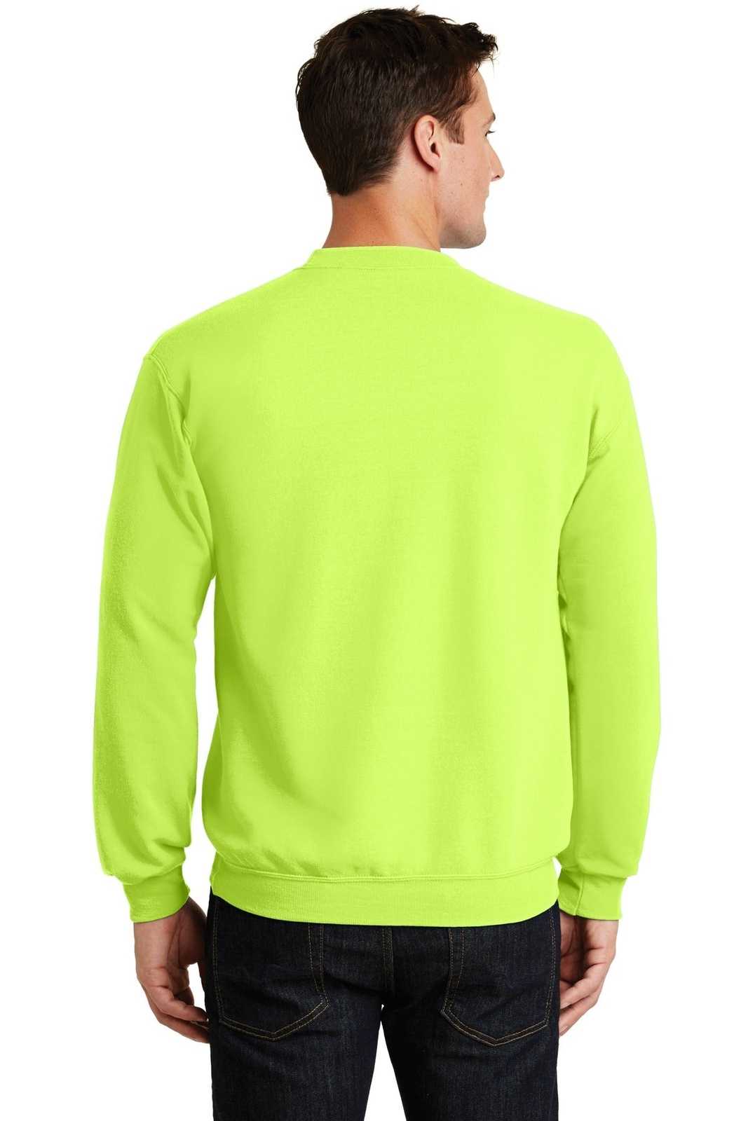 Port &amp; Company PC78 Core Fleece Crewneck Sweatshirt - Neon Yellow - HIT a Double - 2