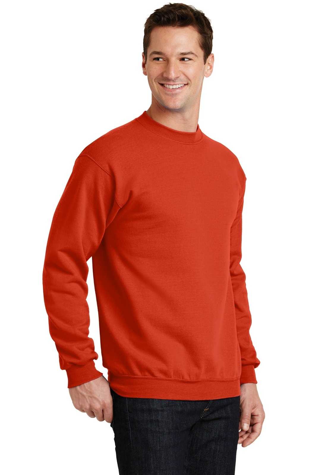 Port &amp; Company PC78 Core Fleece Crewneck Sweatshirt - Orange - HIT a Double - 4