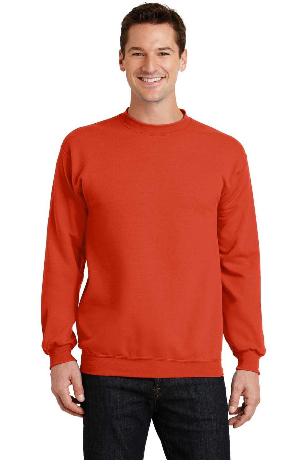 Port &amp; Company PC78 Core Fleece Crewneck Sweatshirt - Orange - HIT a Double - 1