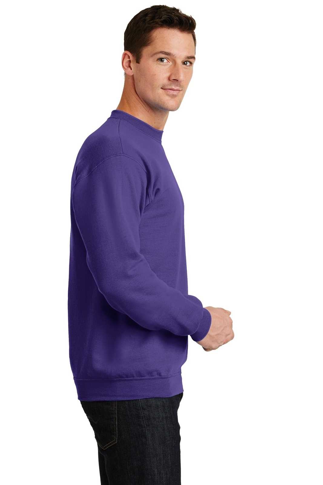 Port &amp; Company PC78 Core Fleece Crewneck Sweatshirt - Purple - HIT a Double - 3