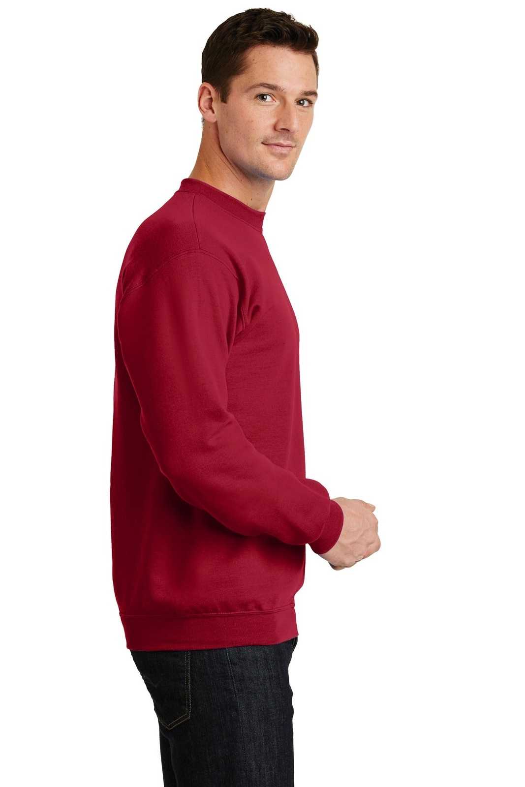 Port &amp; Company PC78 Core Fleece Crewneck Sweatshirt - Red - HIT a Double - 3