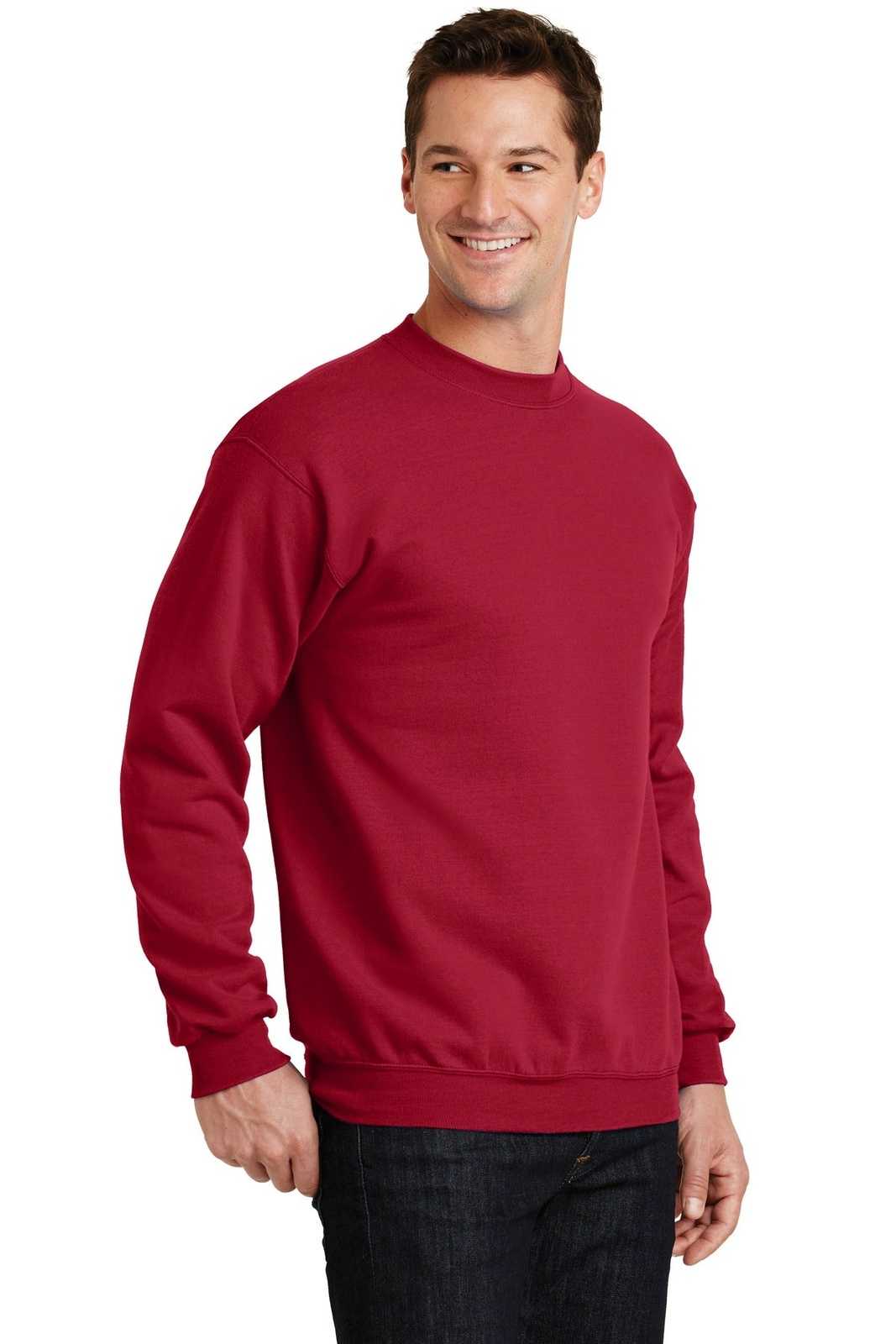 Port &amp; Company PC78 Core Fleece Crewneck Sweatshirt - Red - HIT a Double - 4