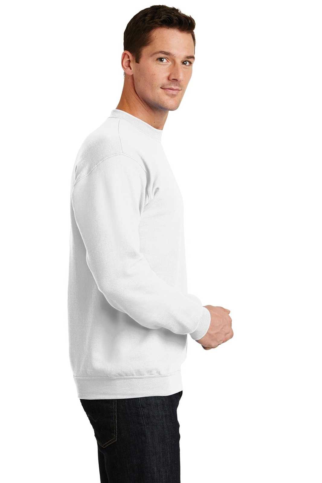 Port &amp; Company PC78 Core Fleece Crewneck Sweatshirt - White - HIT a Double - 3