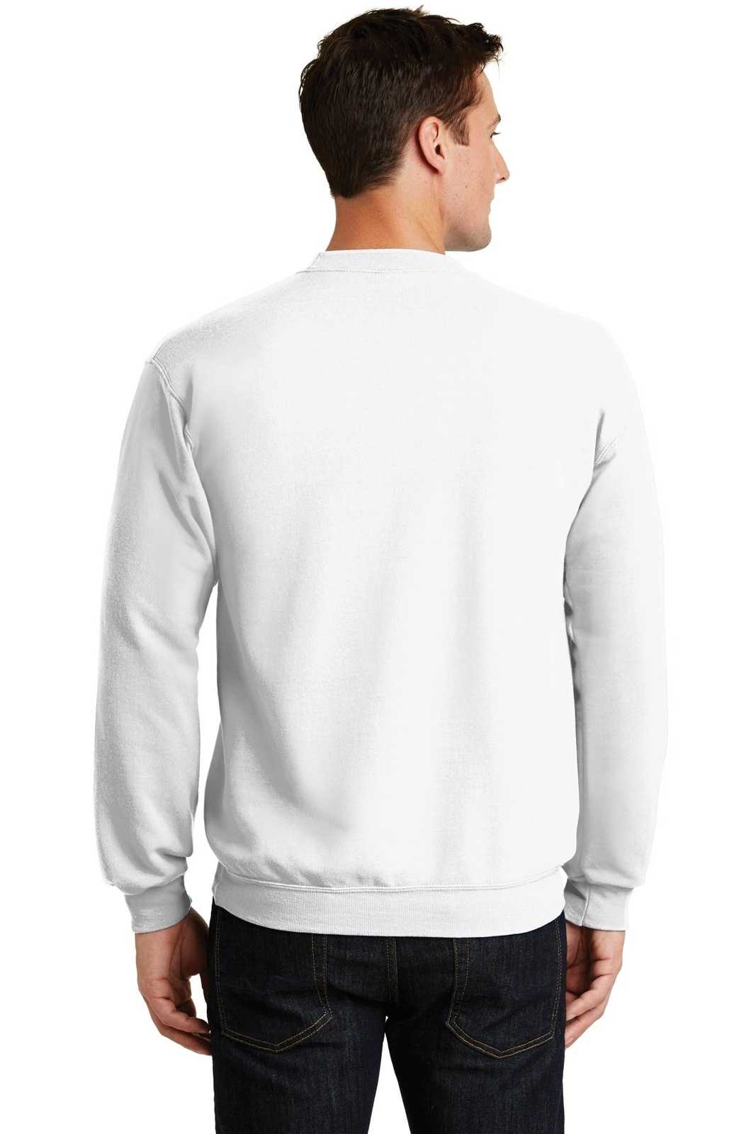 Port &amp; Company PC78 Core Fleece Crewneck Sweatshirt - White - HIT a Double - 2
