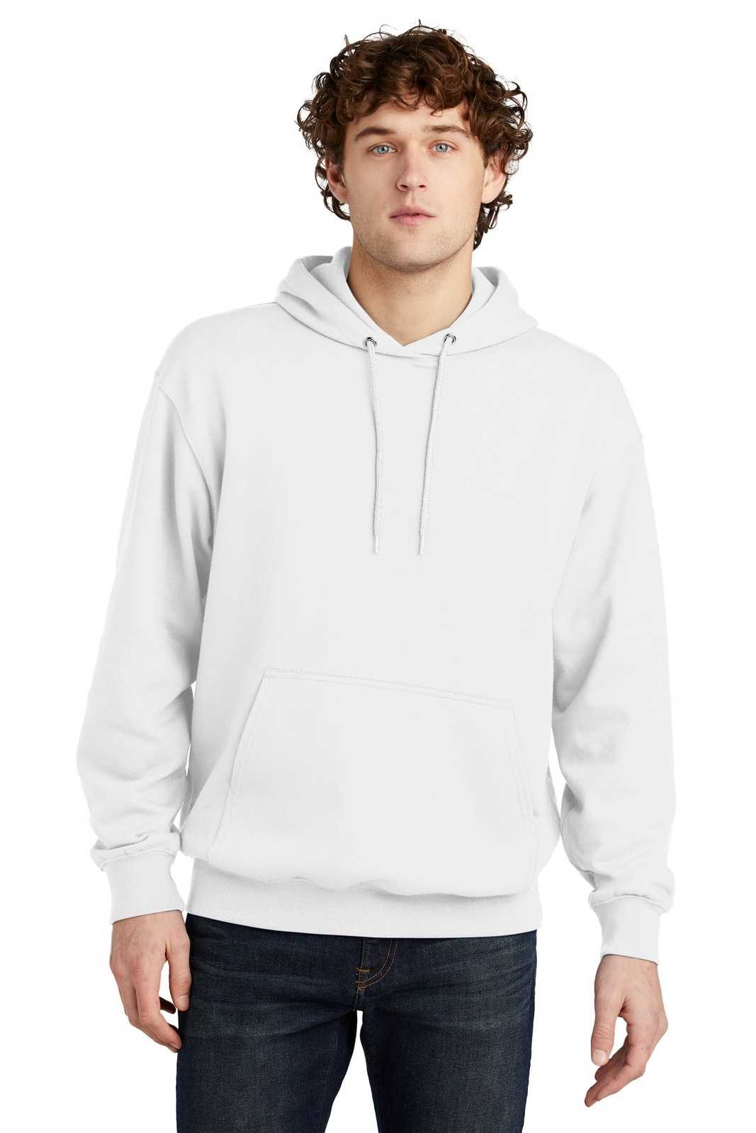 Port &amp; Company PC79H Fleece Pullover Hooded Sweatshirt - White - HIT a Double - 1