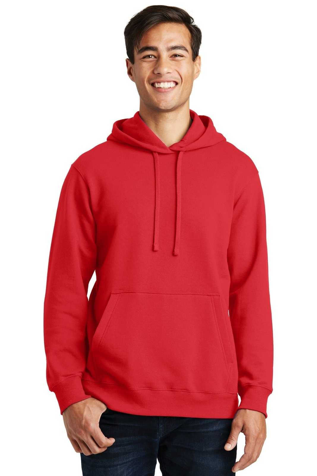 Port &amp; Company PC850H Fan Favorite Fleece Pullover Hooded Sweatshirt - Bright Red - HIT a Double - 1