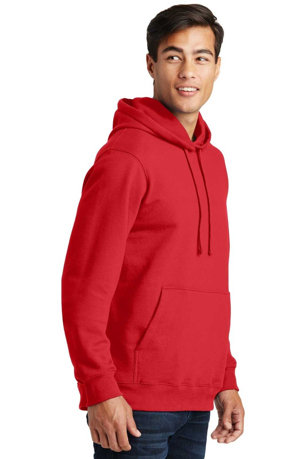 Port &amp; Company PC850H Fan Favorite Fleece Pullover Hooded Sweatshirt - Bright Red - HIT a Double - 4