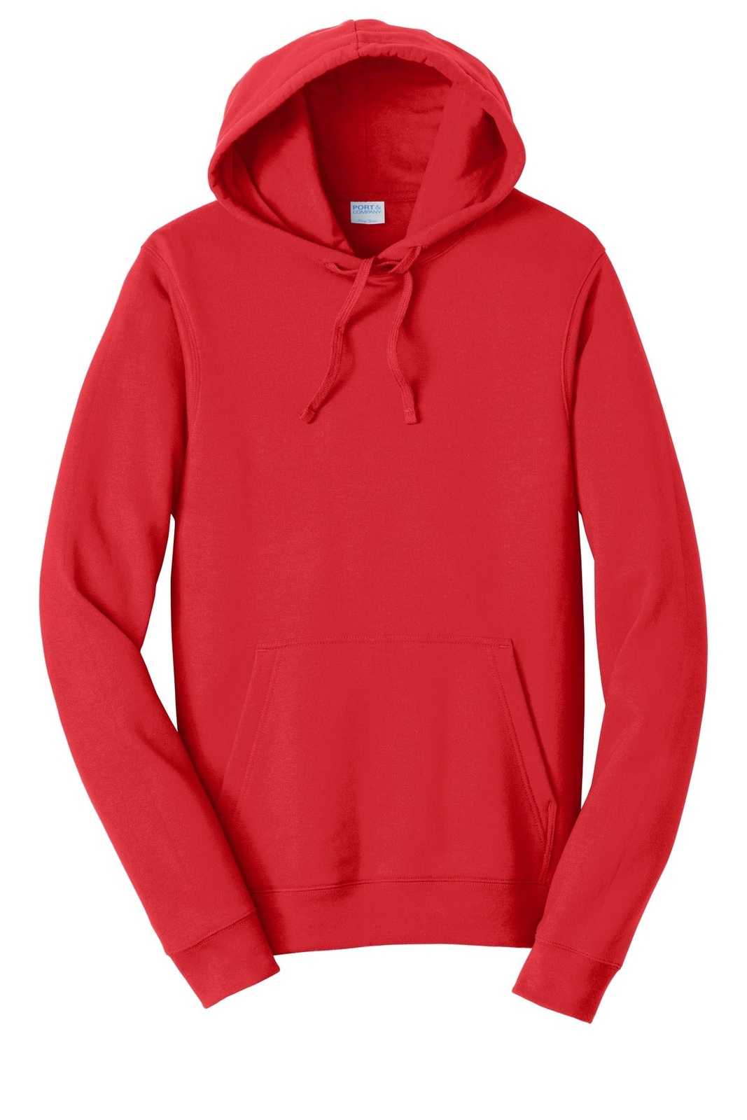 Port &amp; Company PC850H Fan Favorite Fleece Pullover Hooded Sweatshirt - Bright Red - HIT a Double - 5