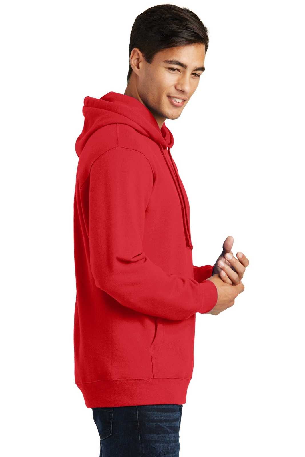 Port &amp; Company PC850H Fan Favorite Fleece Pullover Hooded Sweatshirt - Bright Red - HIT a Double - 3