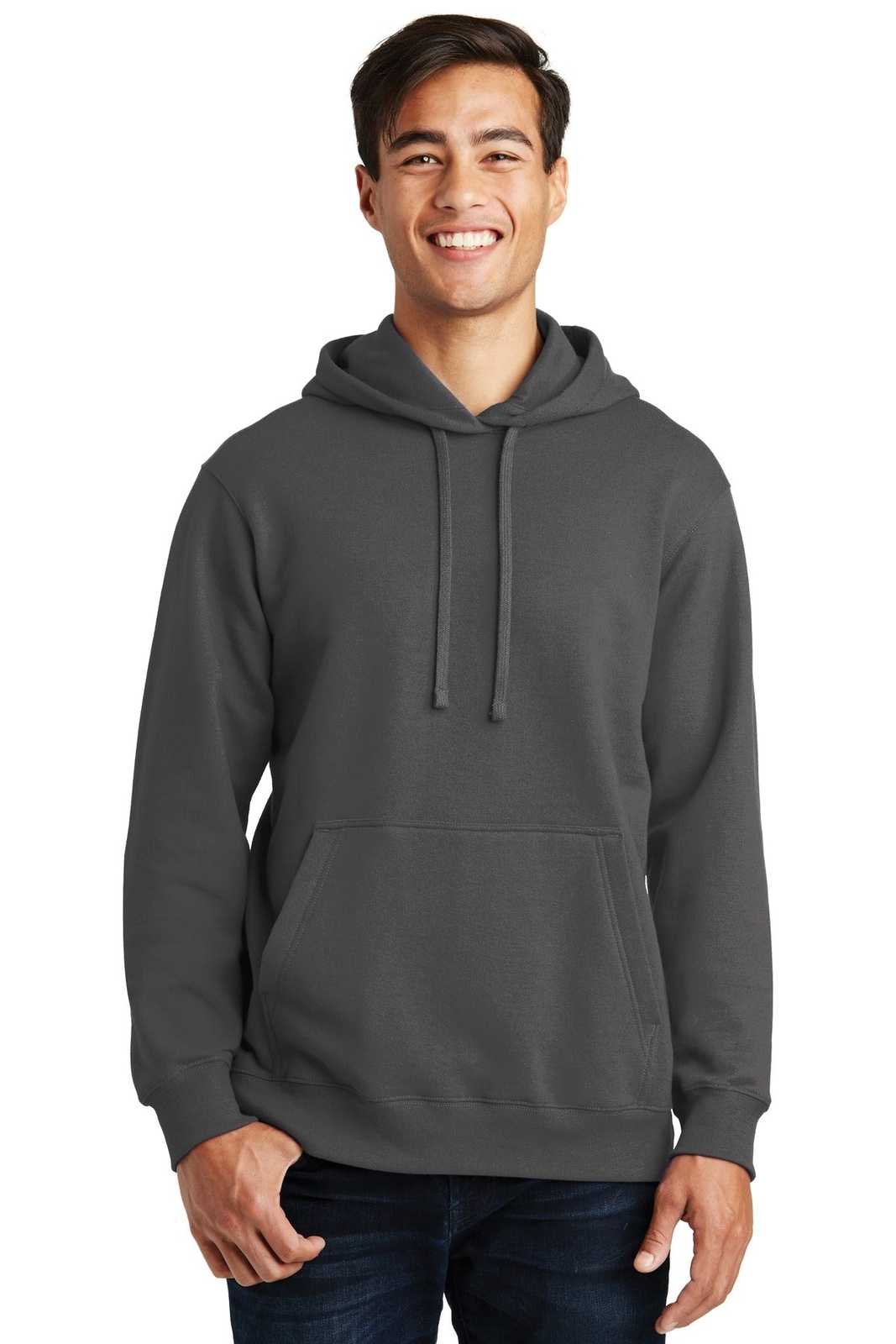Port & Company PC850H Fan Favorite Fleece Pullover Hooded Sweatshirt - Charcoal - HIT a Double - 1