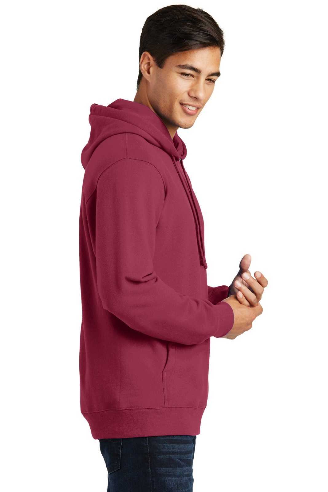 Port &amp; Company PC850H Fan Favorite Fleece Pullover Hooded Sweatshirt - Garnet - HIT a Double - 3