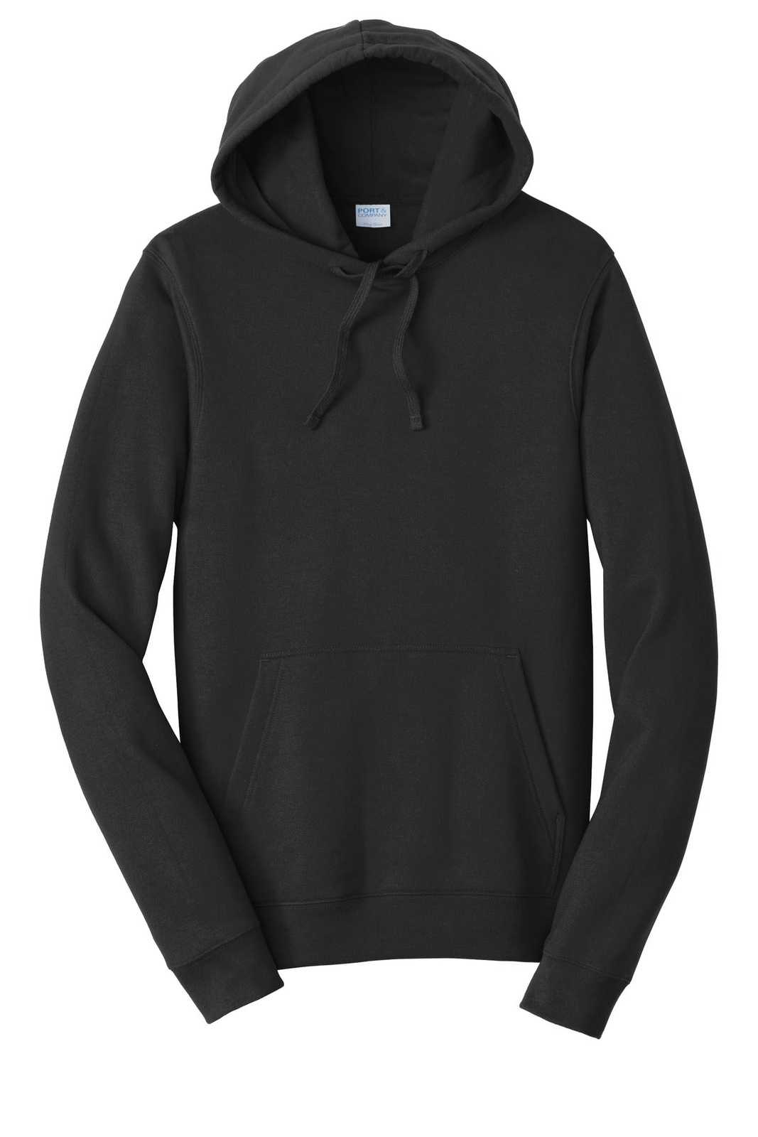 Port &amp; Company PC850H Fan Favorite Fleece Pullover Hooded Sweatshirt - Jet Black - HIT a Double - 5