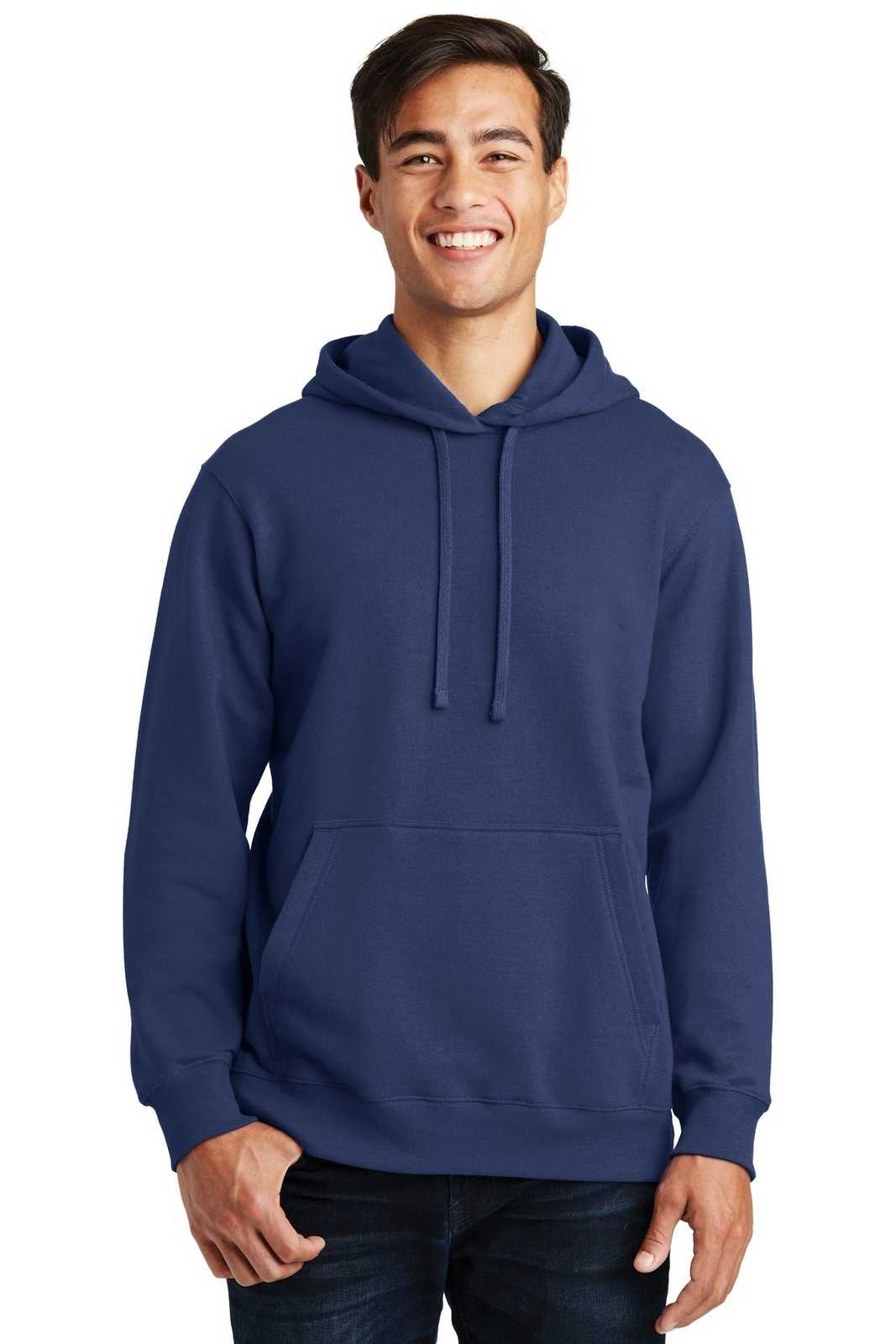 Port &amp; Company PC850H Fan Favorite Fleece Pullover Hooded Sweatshirt - Team Navy - HIT a Double - 1