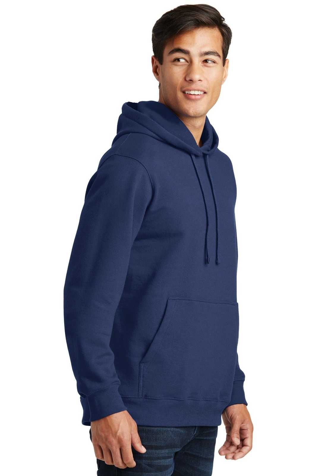 Port &amp; Company PC850H Fan Favorite Fleece Pullover Hooded Sweatshirt - Team Navy - HIT a Double - 4