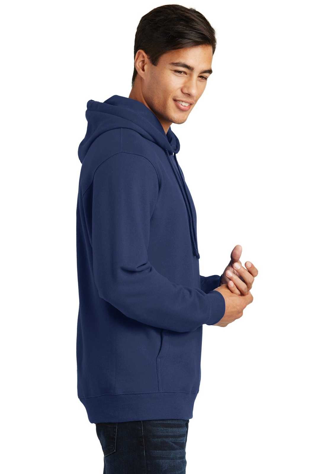 Port &amp; Company PC850H Fan Favorite Fleece Pullover Hooded Sweatshirt - Team Navy - HIT a Double - 3